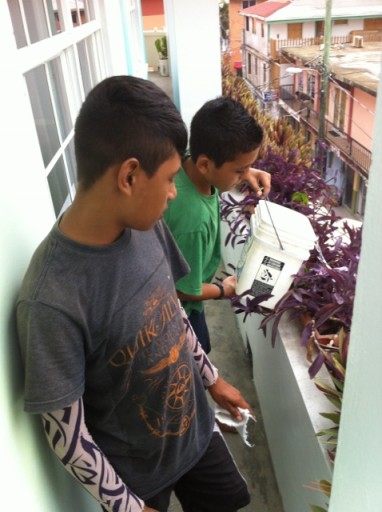 Roberto & Allan doing odd jobs at Lighthouse for school supplies while learning to be responsible!