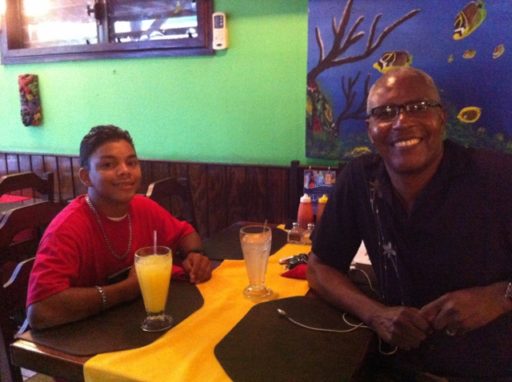 Miguel & Clive celebrating his 17th birthday at Caramba's Restaurant several weeks before leaving! 